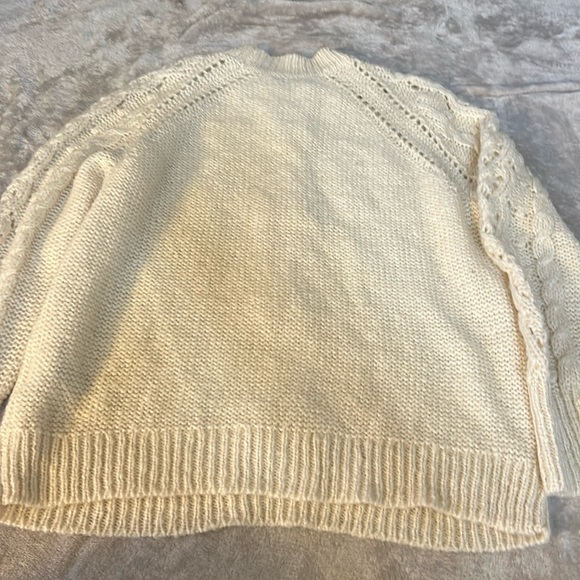 J crew cable knit pointelle sweater with popcorn flowers - Picture 5 of 5